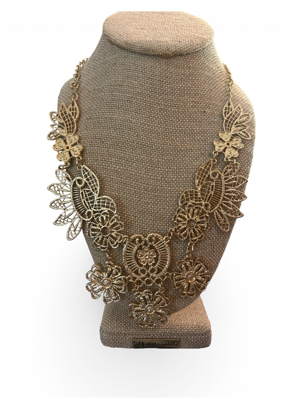 Gold Floral Lace Statement Necklace